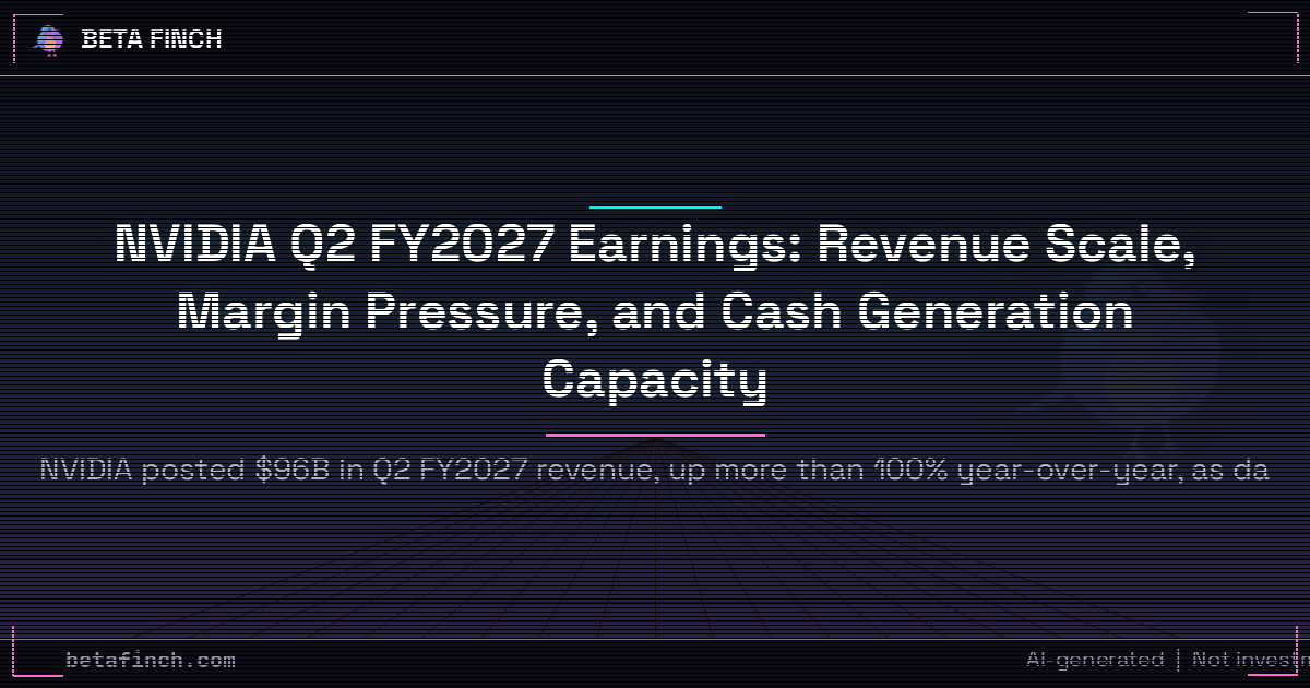 NVIDIA Q2 FY2027 Earnings: Revenue Scale, Margin Pressure, and Cash Generation Capacity